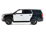 2025 Chevrolet Tahoe PPV Black and White "Custom Builder's Kit - Law Enforcement and Public Service" Series 1/24 Diecast Model Car by Motormax