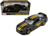 2018 Ford Mustang GT 5.0 Black with Gold Stripes and Graphics "Midnight Eclipse" Series 1/24 Diecast Model Car by Motormax