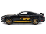2018 Ford Mustang GT 5.0 Black with Gold Stripes and Graphics "Midnight Eclipse" Series 1/24 Diecast Model Car by Motormax