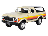 1978 Ford Bronco Custom Cream with Stripes and Black Top "Platinum Collection" Series 1/24 Diecast Model Car by Motormax