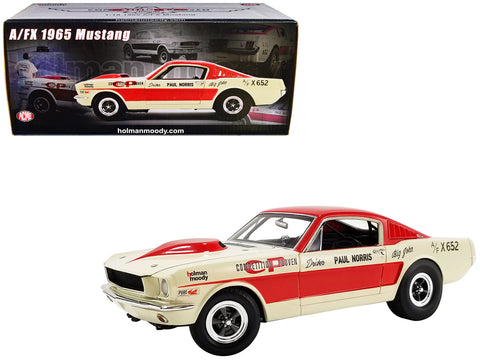 1965 Ford Mustang A/FX Red and Cream "Holman Moody" Limited Edition to 636 pieces Worldwide 1/18 Diecast Model Car by ACME