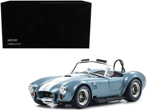 Shelby Cobra 427 S/C Sapphire Blue Metallic with White Stripes 1/18 Diecast Model Car by Kyosho