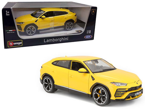 Lamborghini Urus Yellow 1/18 Diecast Model Car by Bburago
