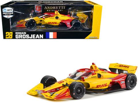 Dallara Indy Car #28 Romain Grosjean "DHL" Andretti Autosport (Road Course Configuration) "NTT Indy Car Series" (2022) 1/18 Diecast Model Car by Greenlight