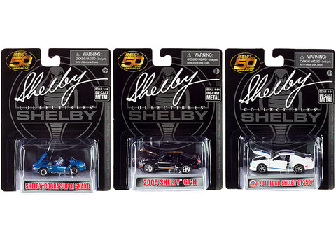 "Carroll Shelby 50th Anniversary" (3 Piece Set) 2022 Release 1/64 Diecast Model Cars by Shelby Collectibles