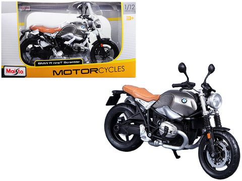 BMW R nineT Scrambler Metallic Gray 1/12 Diecast Motorcycle Model by Maisto