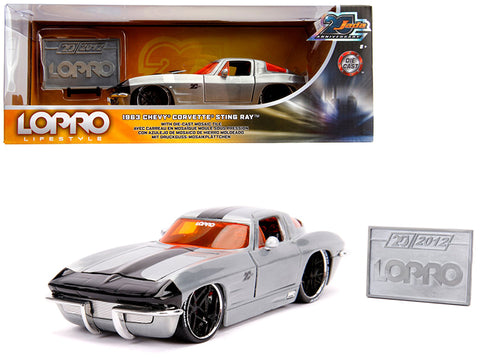 1963 Chevrolet Corvette Sting Ray Raw Metal with Black Stripe "LOPRO Lifestyle" - "Jada 20th Anniversary" 1/24 Diecast Model Car by Jada