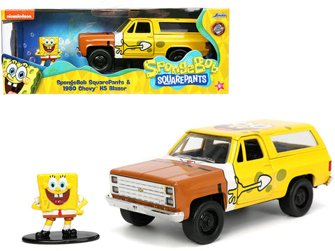 1980 Chevrolet K5 Blazer with SpongeBob SquarePants Diecast Figure "Hollywood Rides" Series 1/32 Diecast Model Car by Jada