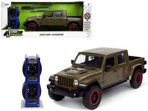 2020 Jeep Gladiator Rubicon Pickup Truck Dark Green Metallic with Extra Wheels "Just Trucks" Series 1/24 Diecast Model by Jada