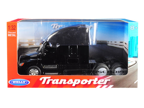 Freightliner Cascadia Truck Black "Transporter" 1/32 Diecast Model by Welly