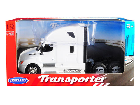 Freightliner Cascadia Truck White "Transporter" 1/32 Diecast Model by Welly