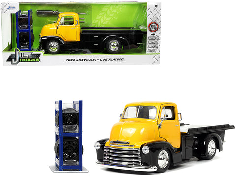 1952 Chevrolet Coe Flatbed Truck Yellow Metallic and Black with Extra Wheels "Just Trucks" Series 1/24 Diecast Model by Jada