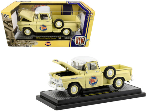 1958 Chevrolet Apache Stepside Pickup Truck Rich Cream with White Top "Holley" Limited Edition to 5,880 pieces Worldwide 1/24 Diecast Model by M2 Machines