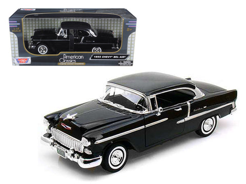 1955 Chevrolet Bel Air Hard Top Black 1/18 Diecast Model Car by Motormax