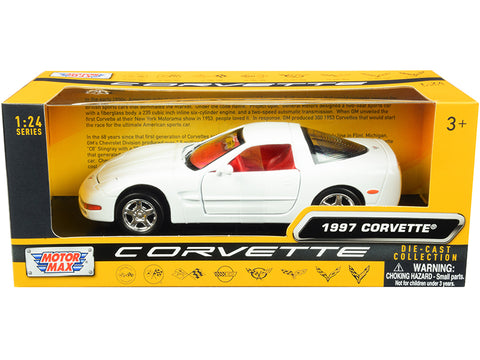 1997 Chevrolet Corvette C5 Coupe White with Red Interior "History of Corvette" Series 1/24 Diecast Model Car by Motormax"
