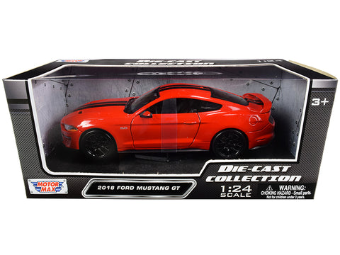 2018 Ford Features GT 5.0 Red with Black Stripes 1/24 Diecast Model Car by Motormax
