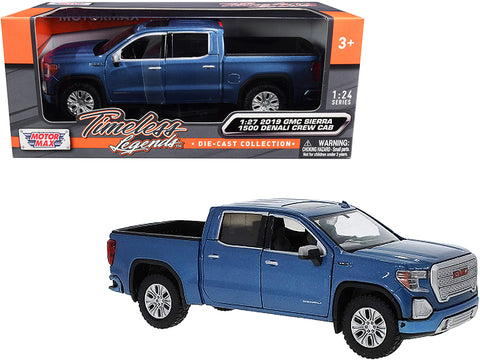 2019 GMC Sierra 1500 Denali Crew Cab Pickup Truck Blue Metallic 1/27 Diecast Model by Motormax