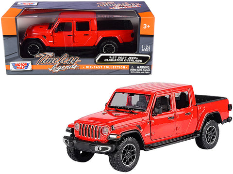 2021 Jeep Gladiator Overland (Closed Top) Pickup Truck Red 1/27 Diecast Model by Motormax