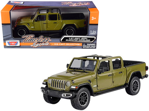 2021 Jeep Gladiator Overland (Open Top) Pickup Truck Matte Green 1/27 Diecast Model by Motormax