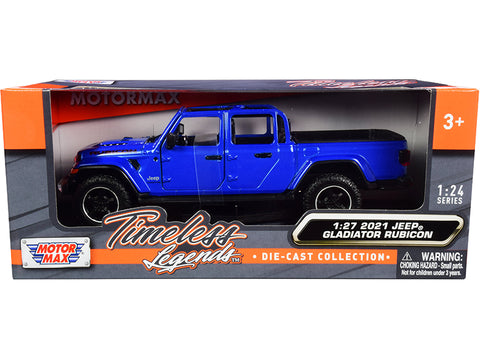 2021 Jeep Gladiator Rubicon (Open Top) Pickup Truck Blue 1/27 Diecast Model by Motormax