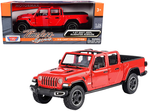 2021 Jeep Gladiator Rubicon (Open Top) Pickup Truck Red 1/27 Diecast Model by Motormax