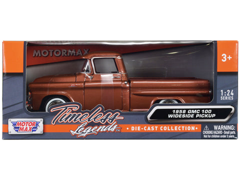1958 GMC 100 Wideside Pickup Truck Brown Metallic "Timeless Legends" Series 1/24 Diecast Model by Motormax