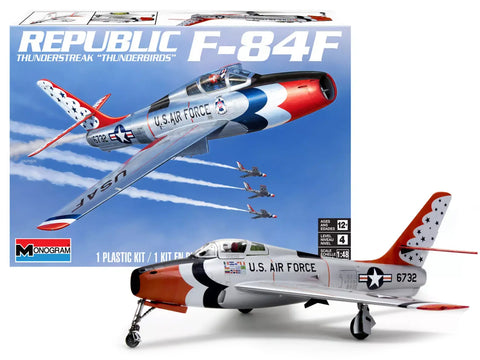 Republic F-84F Thunderstreak Aircraft "US Air Force Thunderbirds" "Monogram" Series 1/48 Scale Plastic Model Kit (Skill Level 4) by Revell by Revell