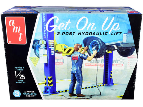 Garage Accessory Set #3 (2-Post Hydraulic Lift) with Figure "Get On Up" Plastic Model Kit (Skill Level 2) 1/25 Scale Model by AMT