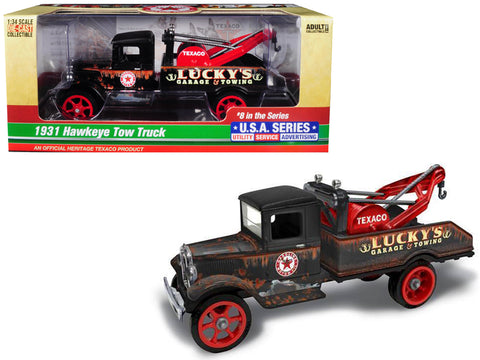 1931 Hawkeye "Texaco" Tow Truck "Lucky's Garage & Towing" Unrestored #8 in the Series "U.S.A. Series Utility - Service - Advertising" 1/34 Diecast Model by Autoworld