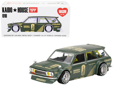 1971 Datsun 510 Wagon RHD (Right Hand Drive) Green (Designed by Jun Imai) "Kaido House" Special 1/64 Diecast Model Car by True Scale Miniatures
