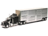Kenworth W900 Truck Black with Pot Belly Livestock Chrome "Long Haul Truckers" Series 1/32 Diecast Model by New Ray