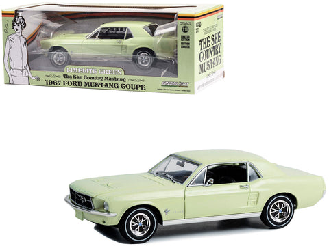 1967 Ford Mustang Coupe Limelite Green Metallic "She Country Special - Bill Goodro Ford Denver Colorado" 1/18 Diecast Model Car by Greenlight