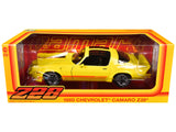 1980 Chevrolet Camaro Z28 with T-Tops Bright Yellow with Stripes 1/18 Diecast Model Car by Greenlight