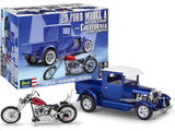 1929 Ford Model A Hot Rod Pickup Truck and California Street Chopper Motorcycle Plastic Model Kit (Skill Level 5) 1/25 Scale Model by Revell
