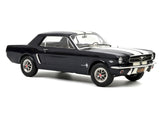 1965 Ford Mustang Hardtop Coupe Nightmist Blue Metallic with White Stripes 1/18 Diecast Model Car by Norev