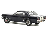 1965 Ford Mustang Hardtop Coupe Nightmist Blue Metallic with White Stripes 1/18 Diecast Model Car by Norev
