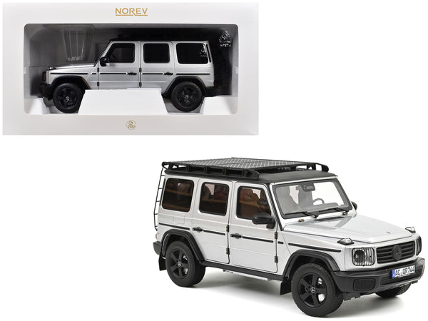 2024 Mercedes-Benz G-Class Professional Iridium Silver Metallic with Black Top and Roof Rack 1/18 Diecast Model by Norev