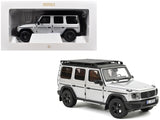 2024 Mercedes-Benz G-Class Professional Iridium Silver Metallic with Black Top and Roof Rack 1/18 Diecast Model Car by Norev