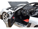 2023 Porsche 718 Spyder RS Weissach Pack GT Silver Metallic with Carbon Hood 1/18 Diecast Model Car by Norev