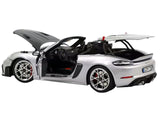2023 Porsche 718 Spyder RS Weissach Pack GT Silver Metallic with Carbon Hood 1/18 Diecast Model Car by Norev