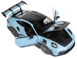 2022 Porsche 911 GT3 RS Weissach Pack Gulf Blue with Carbon Top and Hood Stripes 1/18 Diecast Model Car by Norev