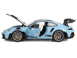 2022 Porsche 911 GT3 RS Weissach Pack Gulf Blue with Carbon Top and Hood Stripes 1/18 Diecast Model Car by Norev