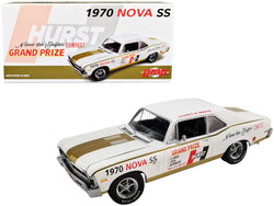 1970 Chevrolet Nova SS White with Graphics "Hurst - Name the Shifter Contest Grand Prize" Limited Edition to 564 pieces Worldwide 1/18 Diecast Model Car by GMP