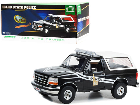 1996 Ford Bronco Black and White "Idaho State Police" "Artisan Collection" 1/18 Diecast Model by Greenlight