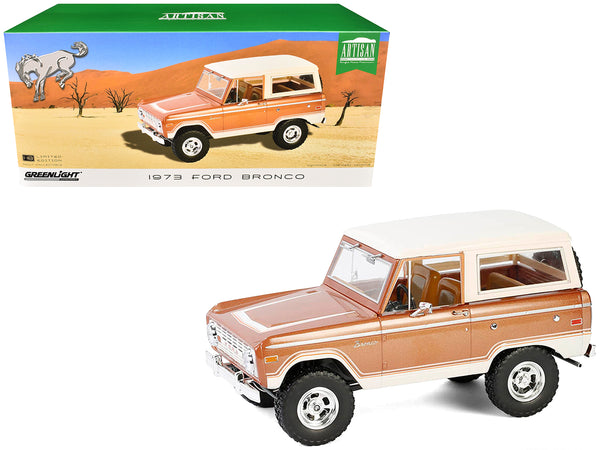 1973 Ford Bronco Hot Ginger Metallic with Cream Top "Artisan Collection" 1/18 Diecast Model by Greenlight