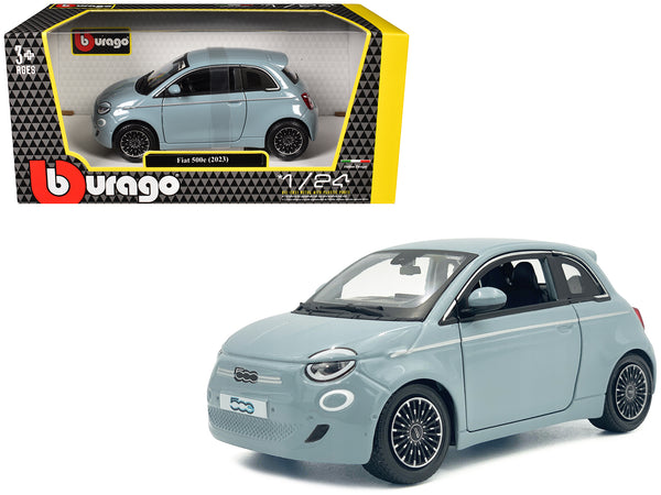 2023 Fiat 500e Light Blue 1/24 Diecast Model Car by Bburago