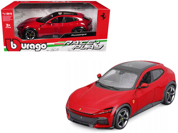 Ferrari Purosangue Red with Sunroof "Race + Play" Series 1/24 Diecast Model Car by Bburago