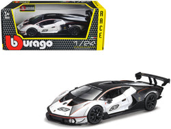 Lamborghini Essenza SCV12 #63 White and Black "Squadra Corse" "Race" Series 1/24 Diecast Model Car by Bburago