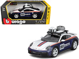 Porsche 911 Dakar #953 "Roughroads Porsche" Blue and White with Stripes and Roof Rack "Race" Series 1/24 Diecast Model Car by Bburago