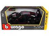 Porsche 911 GT3 R Black with Silver Hood and Top and Red Stripe "Race" Series 1/24 Diecast Model Car by Bburago